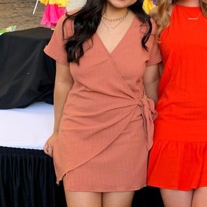 dusty pink wrap dress